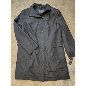 Gallery Womens Black Water-Repellent Raincoat Size XL 17525M Removable Liner NWT